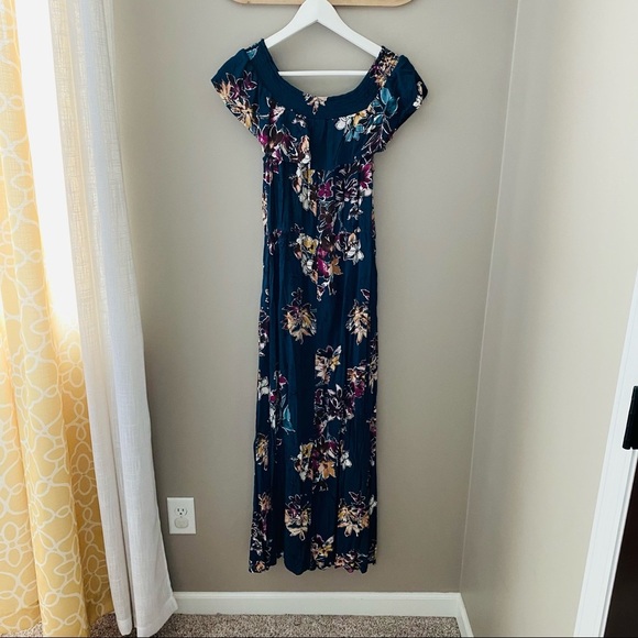 Xhilaration Floral Print Maxi Dress Blue Sz Medium - Picture 4 of 12